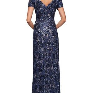 Alex Evenings Long A-line Lace/Sequin Dress